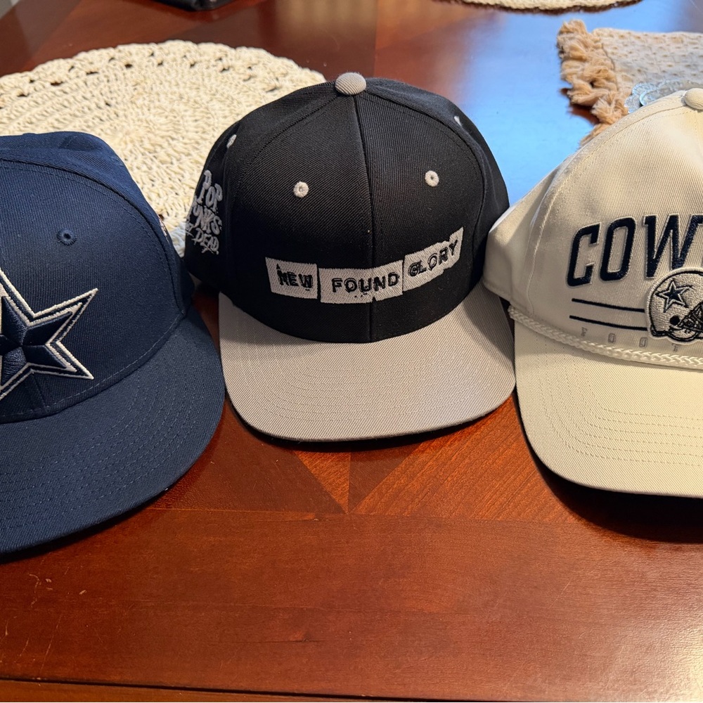 New Era Blue, Black, and White Hats Caps